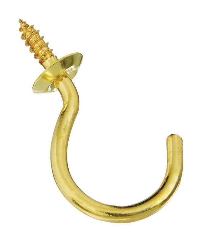 National Hardware Small Gold Solid Brass 1.25 in. L Cup Hook 15 lb 1 pk