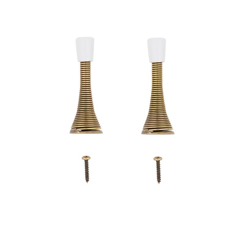 National Hardware 3 in. L Steel w/Rubber Tip Antique Brass Gold Spring Door Stop Mounts to wall .75