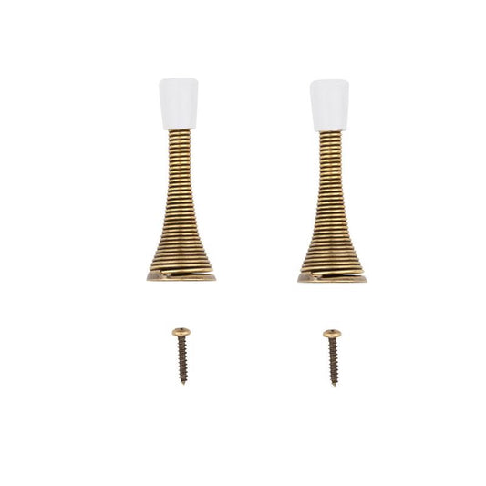 National Hardware 3 in. L Steel w/Rubber Tip Antique Brass Gold Spring Door Stop Mounts to wall .75