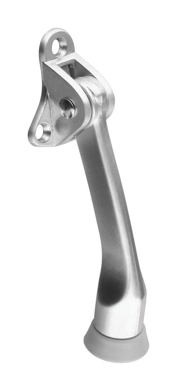 National Hardware Zinc w/Rubber Tip Satin Chrome Silver Kick-Down Door Holder Mounts to door .75 in.