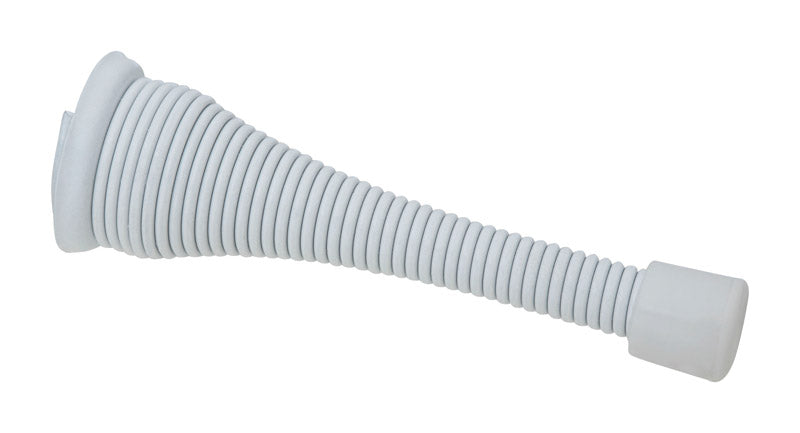 National Hardware Steel w/Rubber Tip White Spring Door Stop Mounts to wall .5 in.