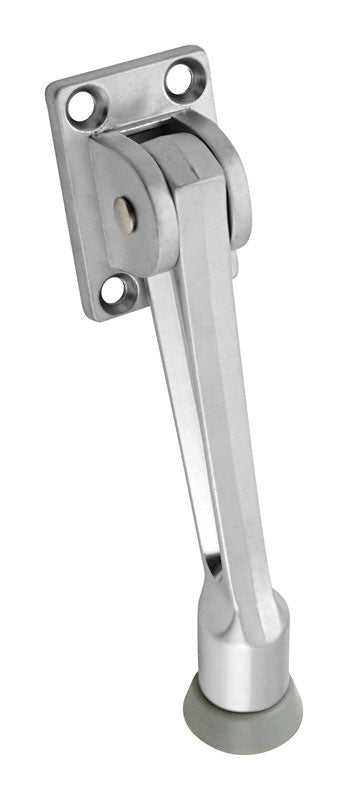 National Hardware Zinc w/Rubber Tip Satin Chrome Silver Kick-Down Door Holder Mounts to door .75 in.