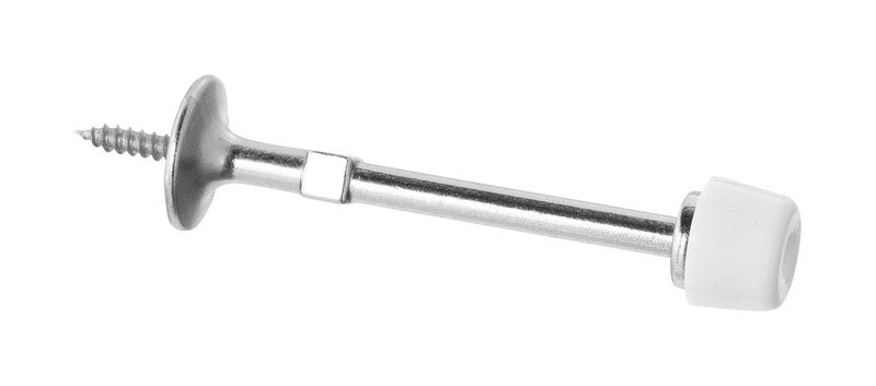 National Hardware Zinc Satin Nickel Silver Rigid Door Stop Mounts to wall .75 in.