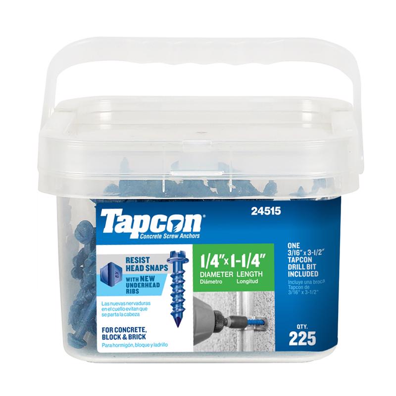 Tapcon 1/4 in. D X 1-1/4 in. L Steel Hex Head Concrete Screw Anchor 225 pk