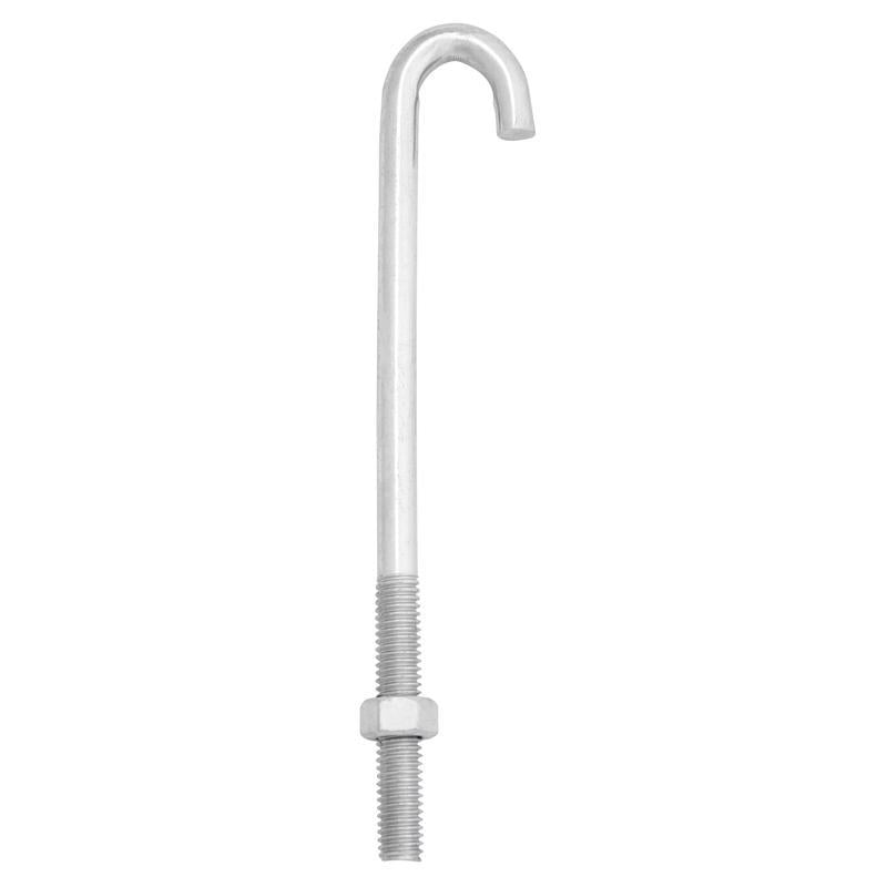 Hampton Small Zinc-Plated Silver Zinc 1 in. L J-Bolt 375 lb 1 pk