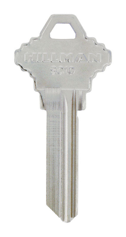 HILLMAN Traditional Silver House/Office Key Blank 125 Single For Schlage Locks Silver