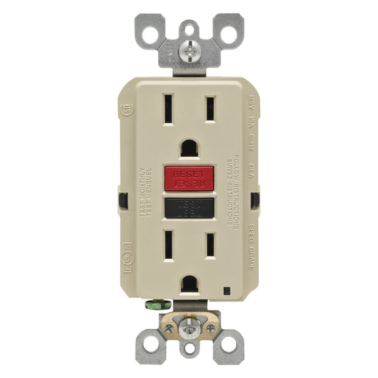Leviton SmartlockPro 15 amps 125 V Duplex Ivory GFCI Outlet 5-15R 1 pk
