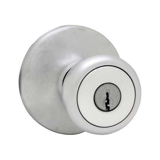 Kwikset Curve Satin Chrome Entry Door Knob 1-3/4 in.