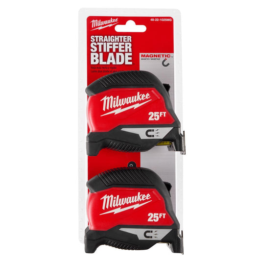 Mag Tape Measure 25' 2Pk