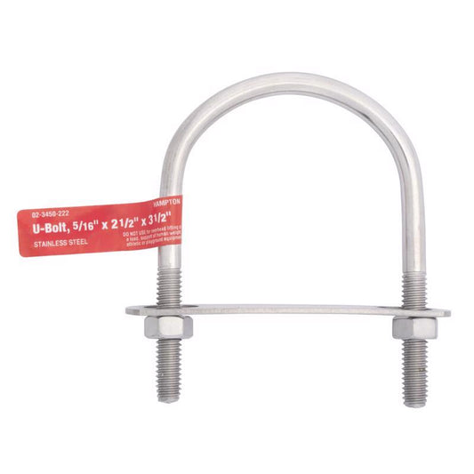 Hampton 5/16 in. X 2-1/2 in. W X 3-1/2 in. L Coarse Stainless Steel U-Bolt