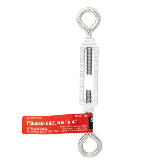 Hampton Zinc-Plated Stainless Steel 0.154 in. D Turnbuckle 70 lb 4 in. L