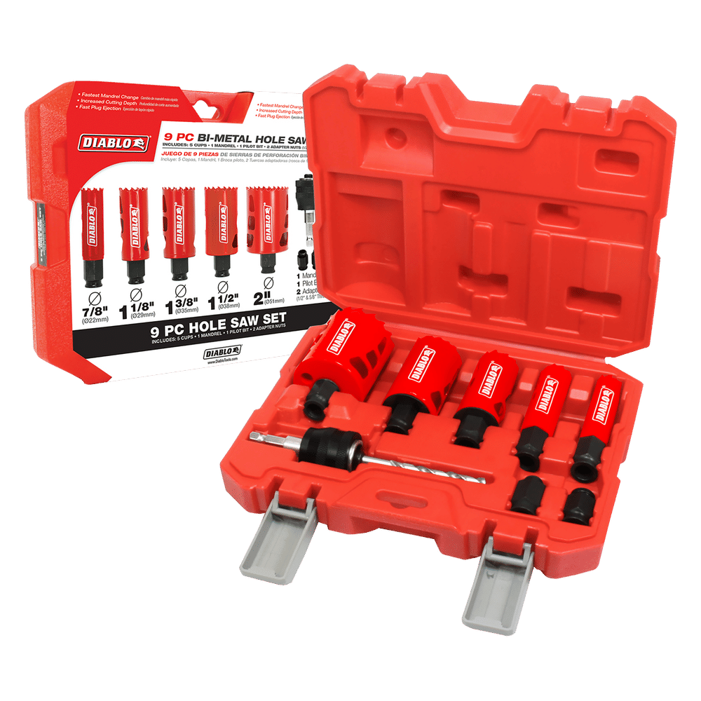 Diablo Snap-Lock Plus Bi-Metal Diablo Mandrel 2-3/8 in. L Hole Saw Kit Arbor Included