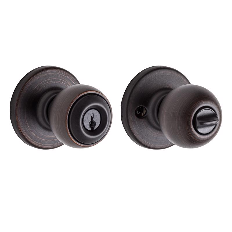 Kwikset Polo Venetian Bronze Entry Door Knob 1-3/4 in.