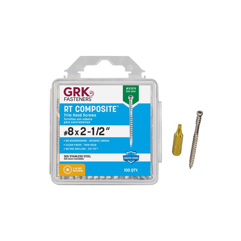 GRK Fasteners No. 8 X 2-1/2 in. L Star Climatek Coarse Trim Screws 100 pk
