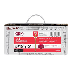 GRK Fasteners 5/16 in. X 6 in. L Star Hex Head W-Cut Structural Screws — Diameter .3125 10235