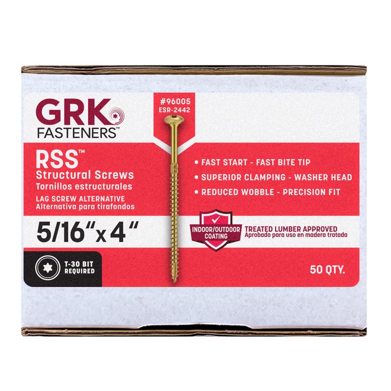 GRK Fasteners 5/16 in. in. X 4 in. L Star Hex Head W-Cut Structural Screws
