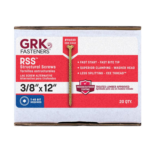 GRK Fasteners 3/8 in. in. X 12 in. L Star Hex Head W-Cut Structural Screws
