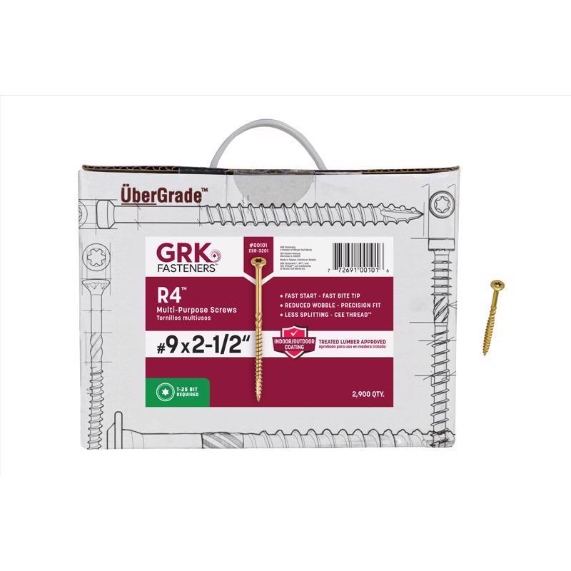 GRK Fasteners No. 9 X 2-1/2 in. L Star Climatek W-Cut Multi-Purpose Screws 2900 pk
