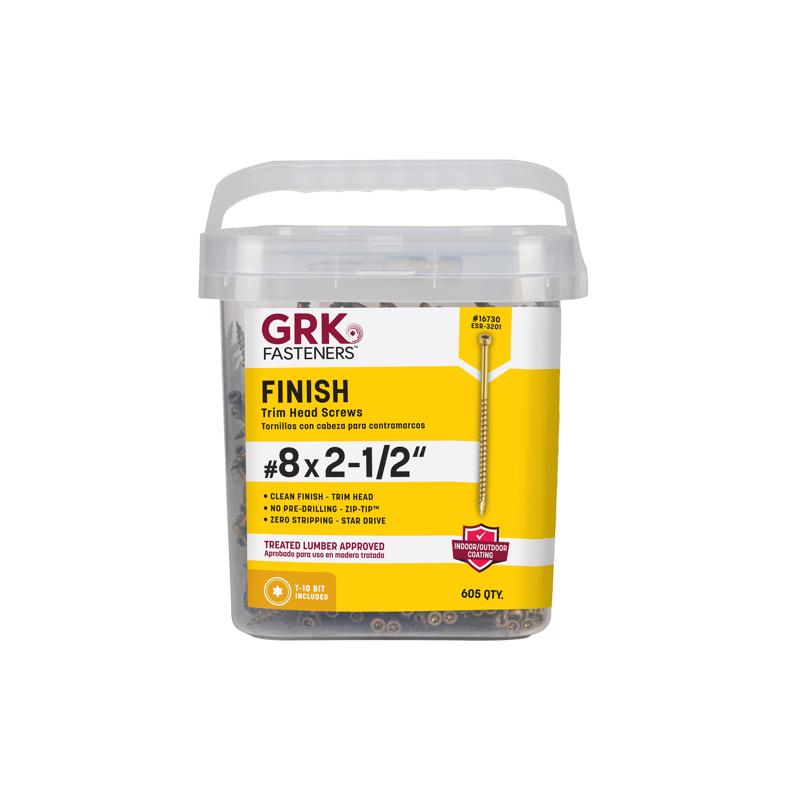 GRK Fasteners No. 8 X 2-1/2 in. L Star Climatek Coarse Trim Screws 605 pk