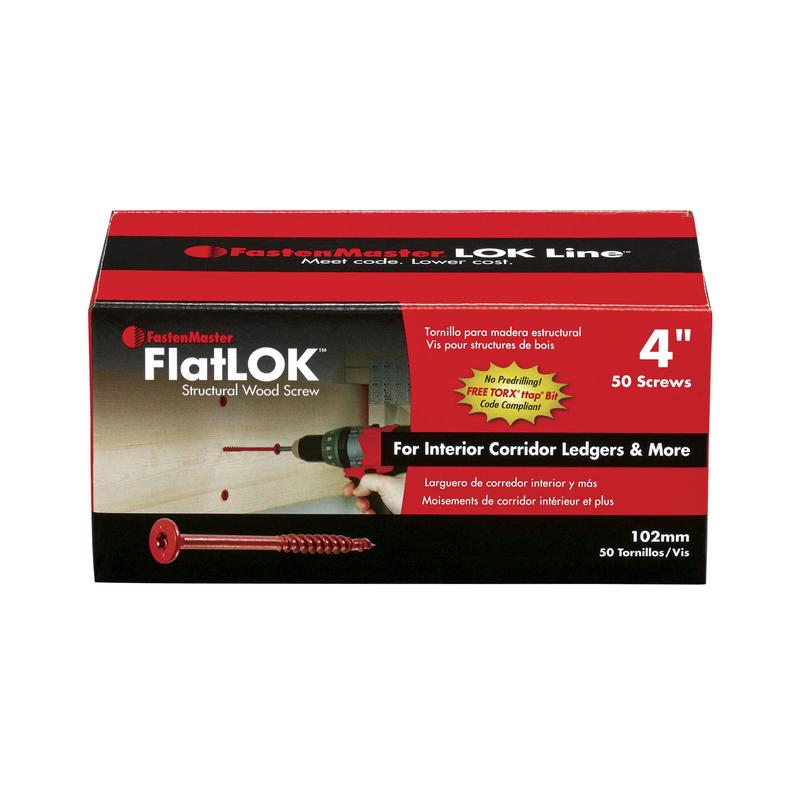 FastenMaster FlatLok No. 14 x 4 in. L Torx Ttap Epoxy Coarse Wood Screws 50 pk