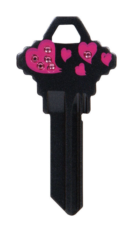 HILLMAN DIVA Hearts House/Office Universal Key Blank Single Black