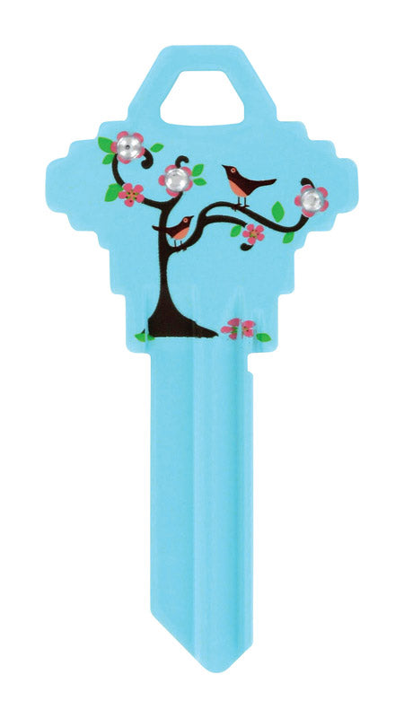 HILLMAN DIVA Tree & Birds House/Office Universal Key Blank Single Blue