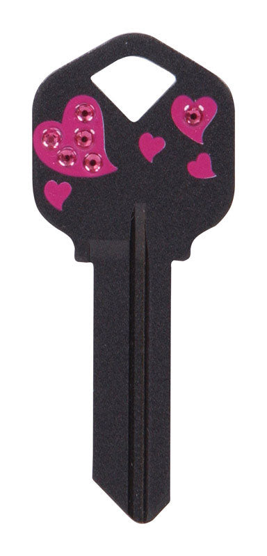 HILLMAN DIVA Hearts House/Office Universal Key Blank Single Black
