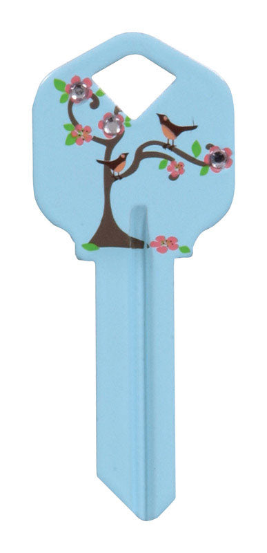 HILLMAN DIVA Tree & Birds House/Office Universal Key Blank Single Blue