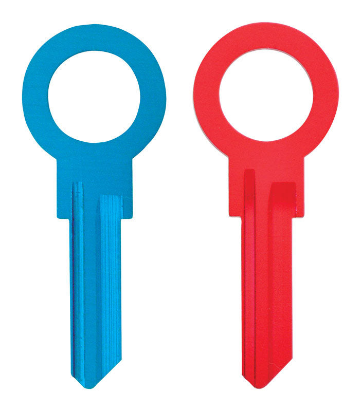 HILLMAN Zero Gravity House/Padlock Universal Key Blank Double Blue/Red
