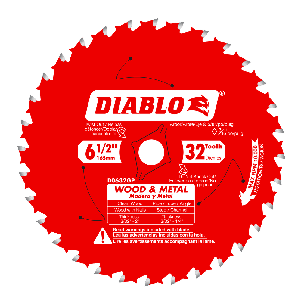 Diablo 6-1/2 in. D X 5/8 in. Wood & Metal TiCo Hi-Density Carbide Wood and Metal Saw Blade 32 teeth — 5-Pack