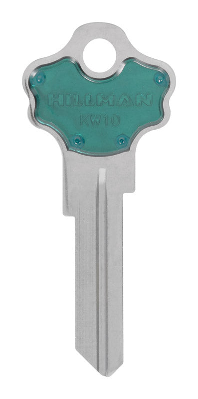 HILLMAN ColorPlus Traditional Key House/Office Key Blank Single Green/Silver