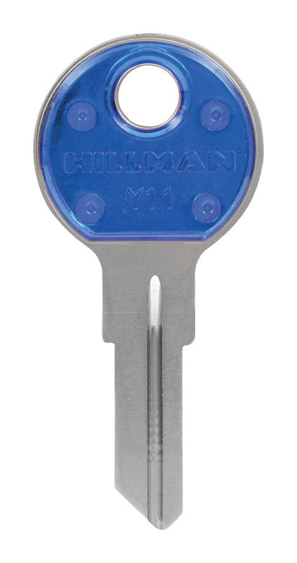 HILLMAN ColorPlus Traditional Key House/Office Key Blank Single Blue/Silver