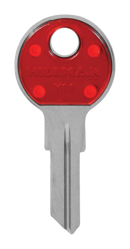 HILLMAN ColorPlus Traditional Key House/Office Key Blank Single Red/Silver