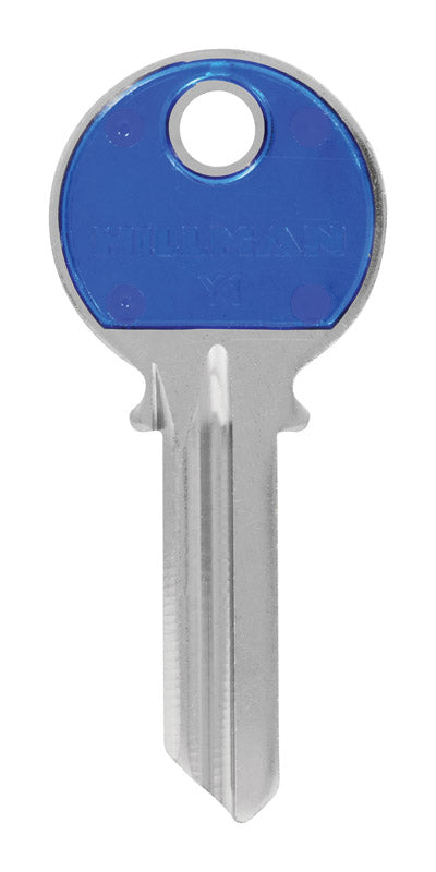 HILLMAN ColorPlus Traditional Key House/Office Key Blank Single Blue/Silver