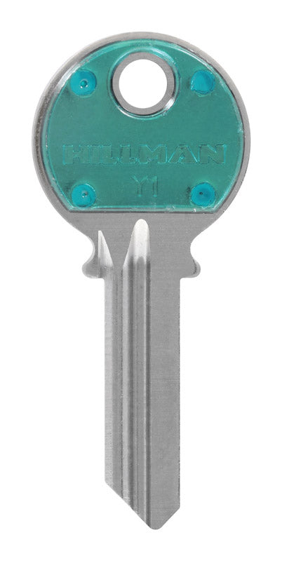HILLMAN ColorPlus Traditional Key House/Office Key Blank Single Green/Silver