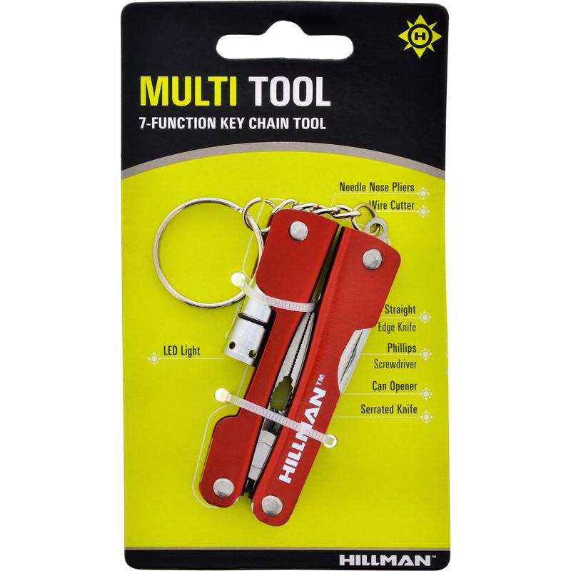 HILLMAN Steel Red Multi-Tool High End Accessories Key Ring