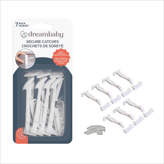 Dreambaby White Plastic Cabinet Catches 7 pk