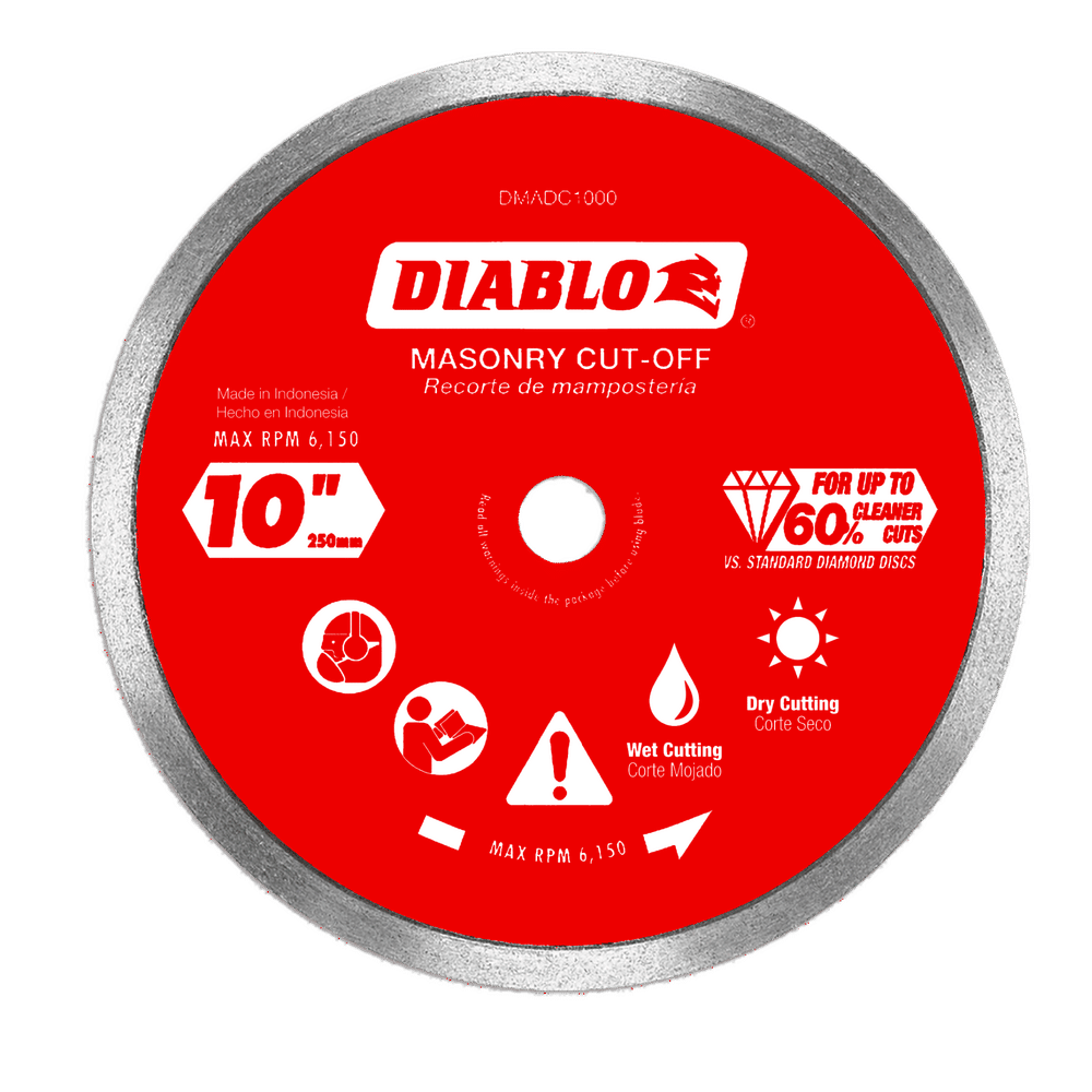 Diablo 10 in. D X 5/8 in. X .063 in. thick Diamond Continuous Rim Masonry Cut-Off Disc 1 pk
