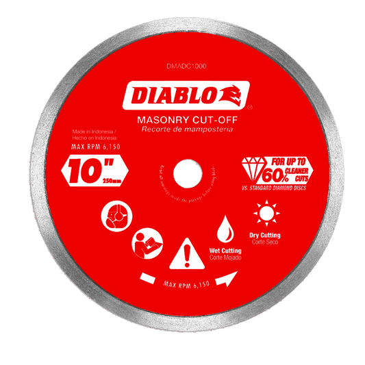 Diablo 10 in. D X 5/8 in. X .063 in. thick Diamond Continuous Rim Masonry Cut-Off Disc 1 pk