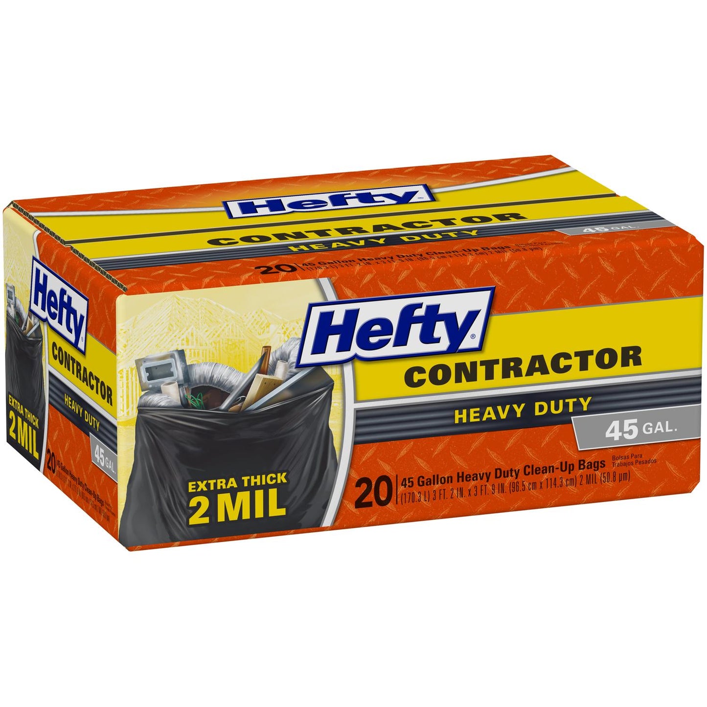Hefty 45 gal No Scent Contractor Bags Twist Tie 20 pk