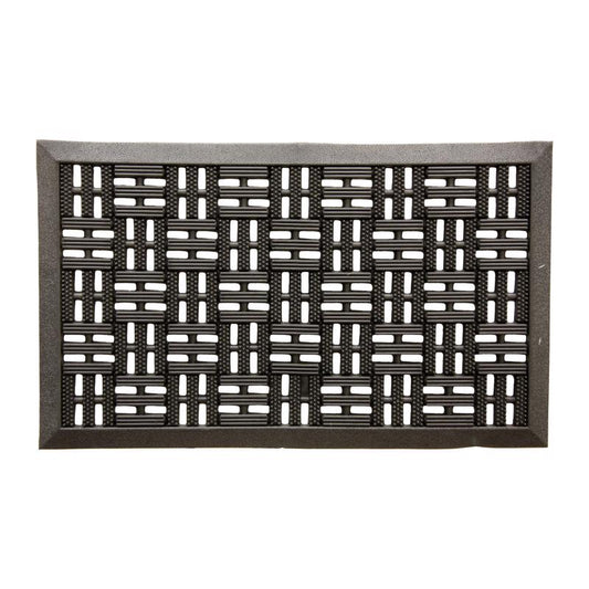 Southern Oaks 18 in. W X 30 in. L Black Trellis Scraper Rubber Door Mat