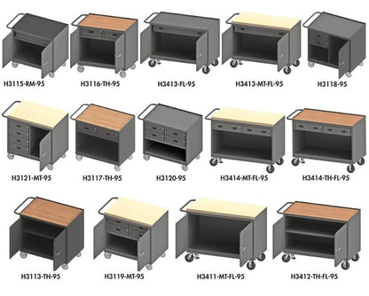 Durham 36/48in W Mobile Bench Cabinets