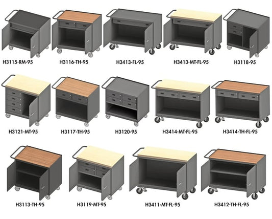 Durham 36/48in W Mobile Bench Cabinets