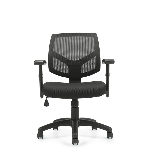 Chair, Mid Back Mesh, Adjustable Height And Arms, Black