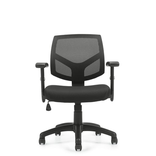 Chair, Mid Back Mesh, Adjustable Height And Arms, Black