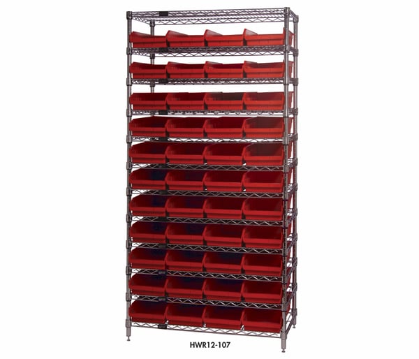 Quantum Chrome Wire Shelving Units with Shelf Bins (WR12 Series)