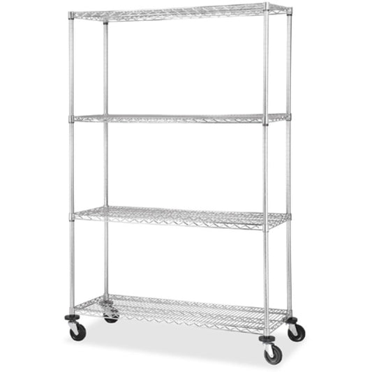 Industrial Wire Shelf Cart, Mobile, 48x18x78, 4shelf, Chrome