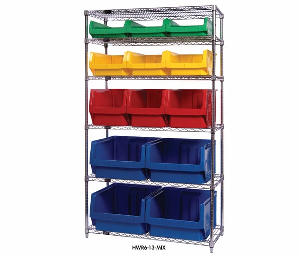 Chrome Wire Shelving Units With Magnum Bins