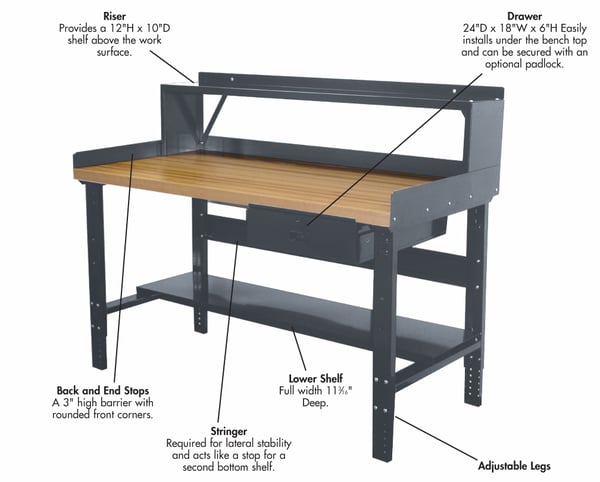 Heavy-Duty Adjustable Leg Workbenches