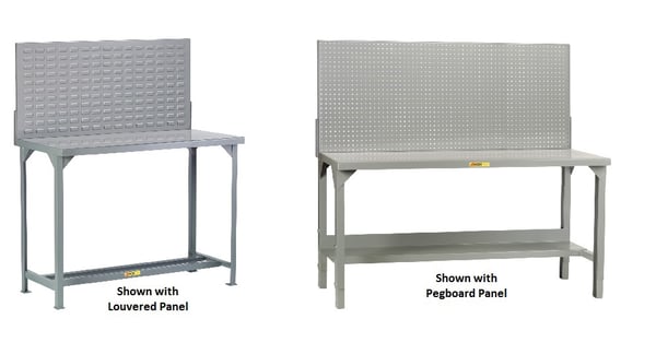 All-Welded Steel Workbenches With Pegboard Or Louvered Panels